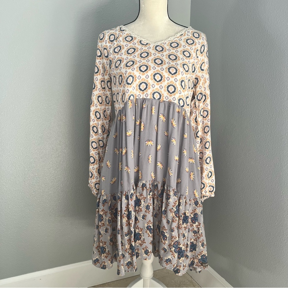 Matilda Jane Cream and Gray Lace Trim Dress - Picture 2 of 12
